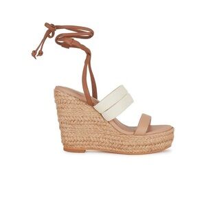 Kaanas Tan and Cream Wedge Sandals